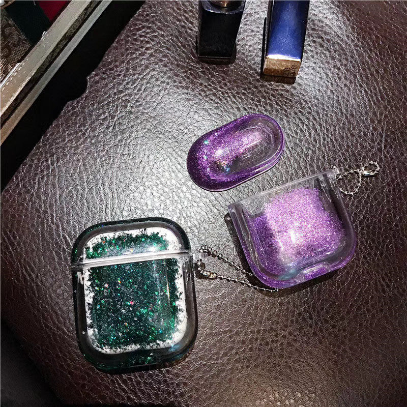 Compatible with Apple, Wireless Bluetooth Liquid Quicksand Earphone Case